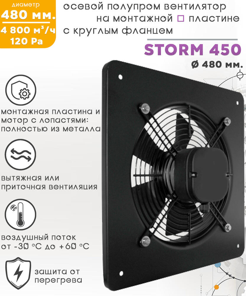 STORM YWF2E 450 вентилятор с квадратным фланцем осевой D480 #1
