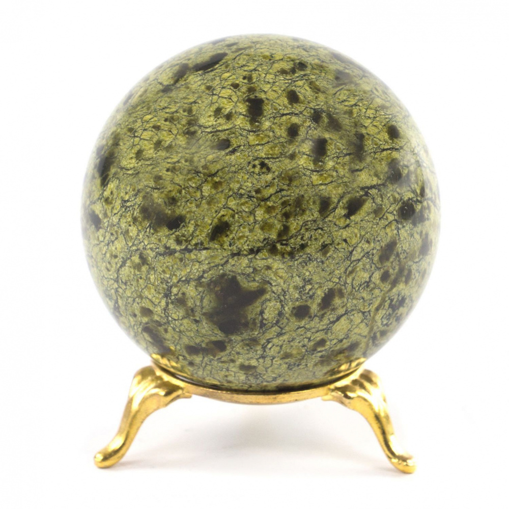 Шар 6,5 см зеленый змеевик / шар декоративный / шар для медитаций / каменный шарик / сувенир из камня #1