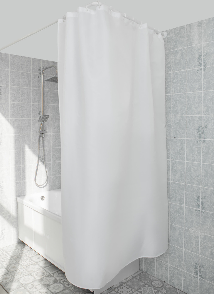 Штора для ванной Primanova Premium, белый, с утяжелителем #1