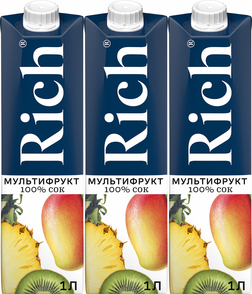 Сок Rich Мультифрукт с провитамином А 1 л в упаковке, комплект: 3 упаковки  #1
