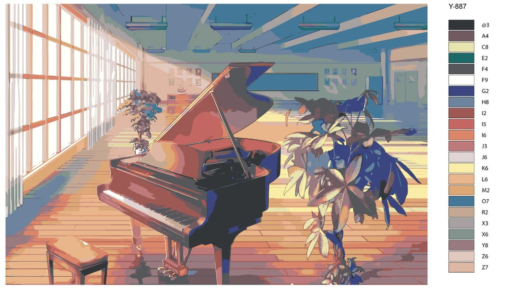 Картина по номерам Y-887 "Фортепиано в музыкальном зале" 60х90  #1