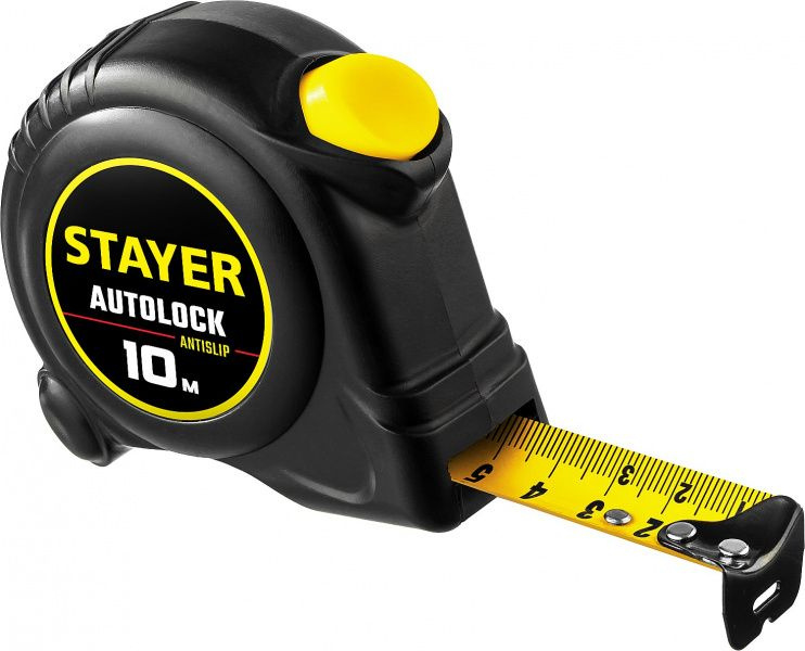 Рулетка строительная 10м х 25 мм, с автостопом STAYER AutoLock, 2-34126-10-25  #1