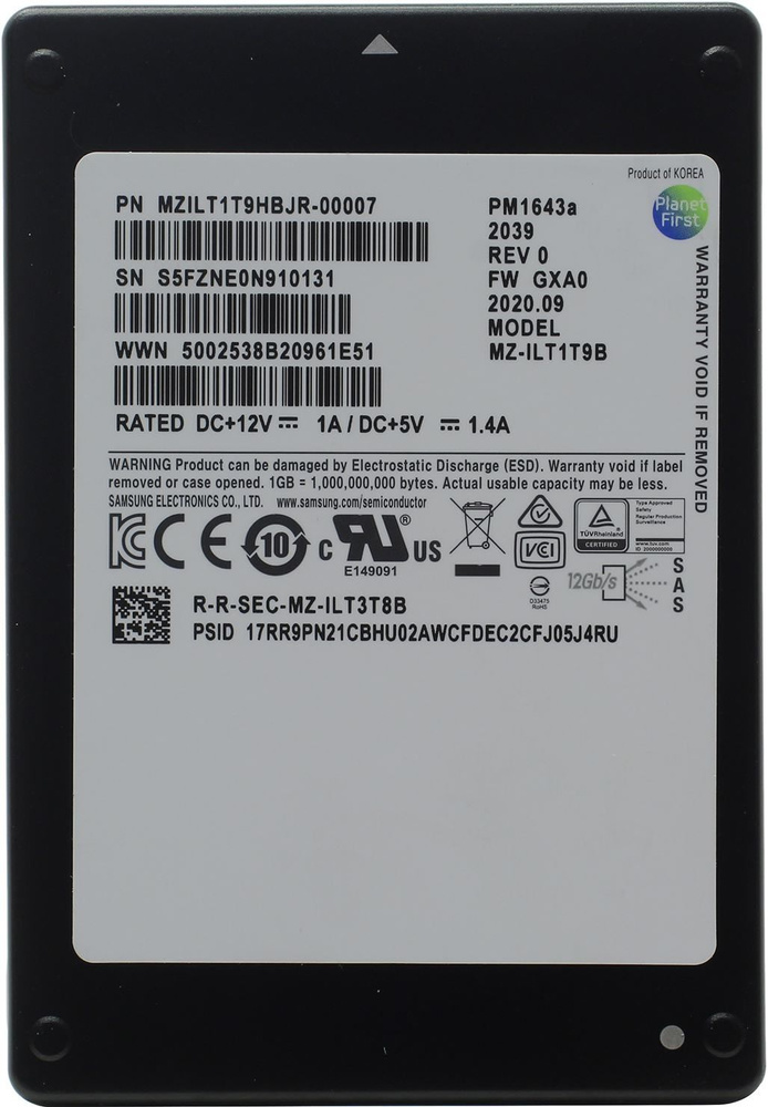 Samsung 1,92 ТБ Внутренний SSD-диск PM1643a 1.92 TB (MZILT1T9HBJR-00007) #1