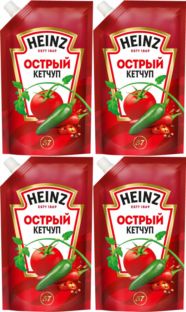 Кетчуп Heinz Острый, комплект: 4 упаковки по 320 г #1