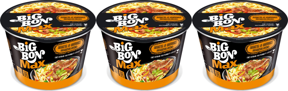 Лапша Big Bon Мах говядина гриль быстрого приготовления, комплект: 3 упаковки по 95 г  #1