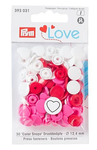 Kнопки Сердце Color Snaps Prym Love, PRYM 393031 красный/белый/розовый, 12 мм, 30 шт.  #1