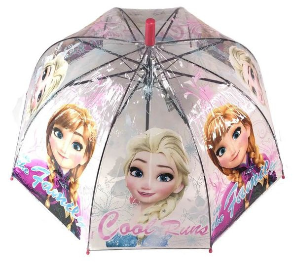 Зонт-трость прозрачный / Детский зонтик от дождя Galaxy C-511 Холодное сердце полуавтомат (розовый), #1