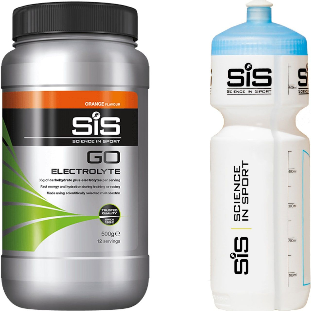 Изотоник SCIENCE IN SPORT (SiS) GO Electrolyte + Бутылочка белая 1 x 500 г, Апельсин  #1