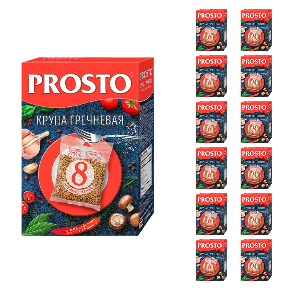 Гречневая ядрица Buckwheat Prosto 500г (8 х 62,5г) 12 упаковок #1