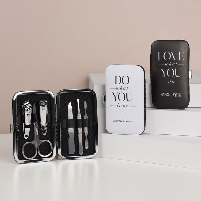 Набор маникюрный "DO WHAT YOU LOVE", 6 предметов, PVC-коробка, цвет чёрный/белый / Shop-tag  #1