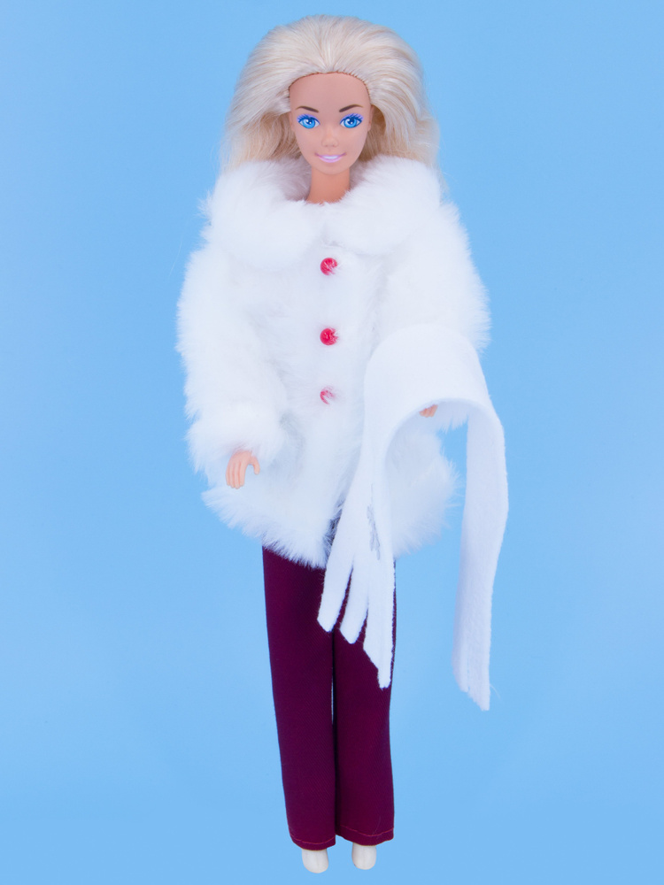 Одежда для кукол Модница Полушубок и брючки для куклы Барби 29 см белый  #1