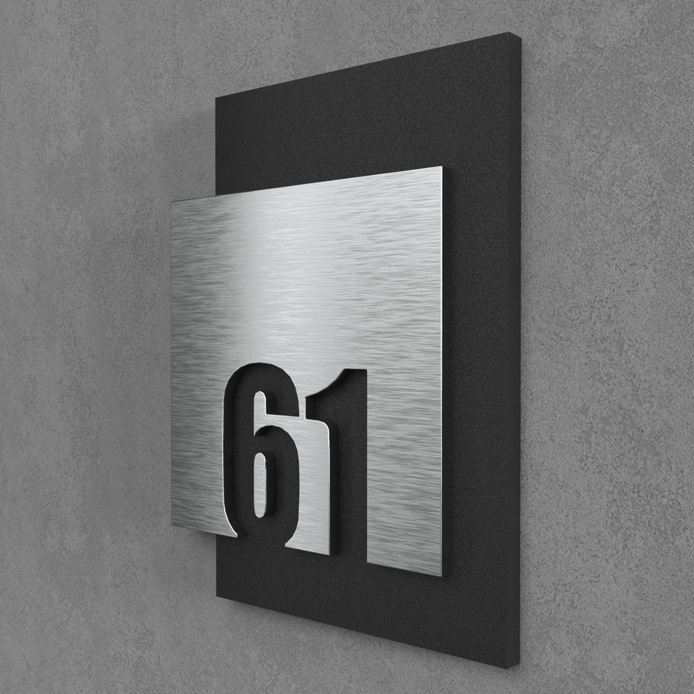 Цифры на дверь квартиры, табличка самоклеящаяся номер 61, 15х12см, царапанное серебро  #1