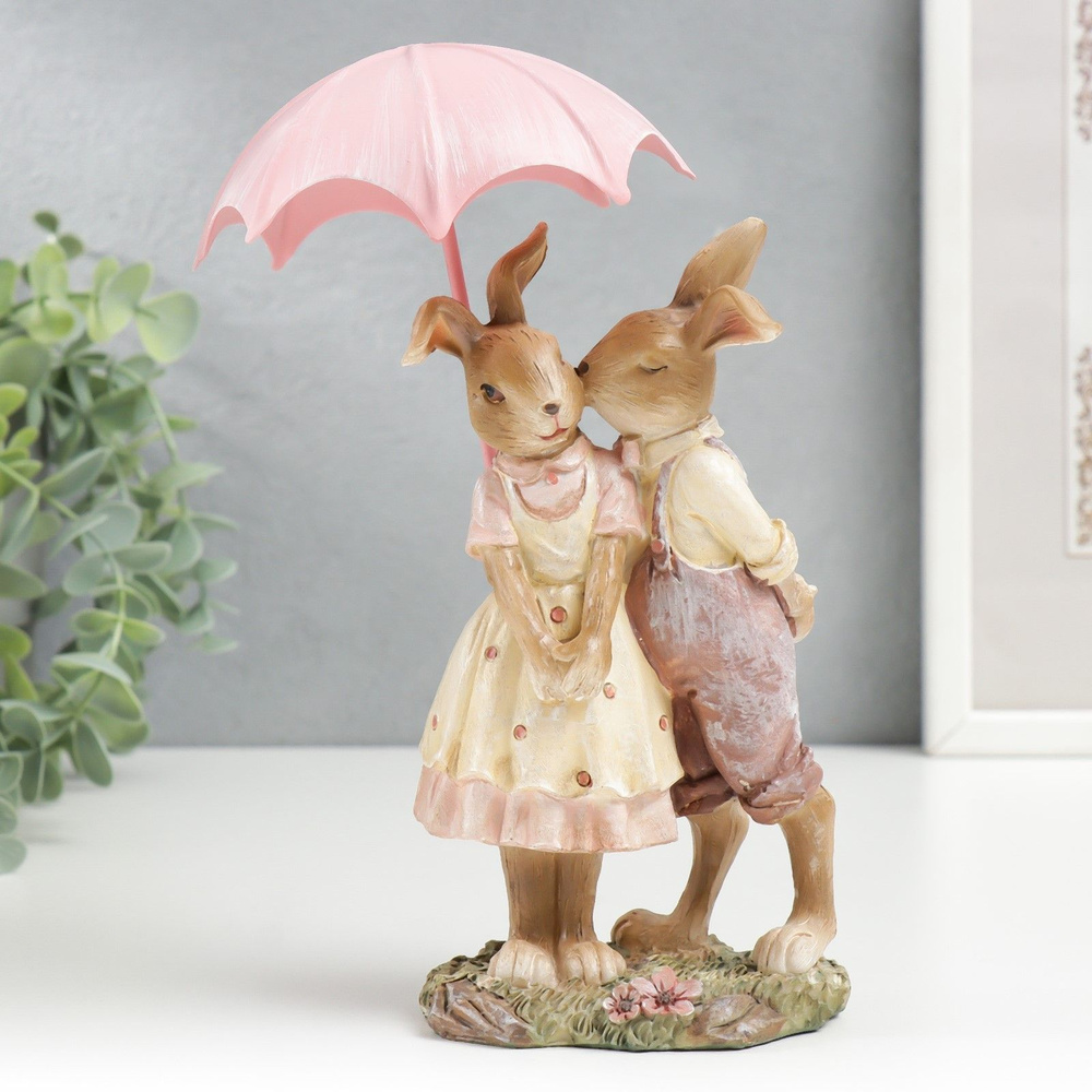 Сувенир статуэтка пасхальная заяц кролик под зонтом 20 см  #1