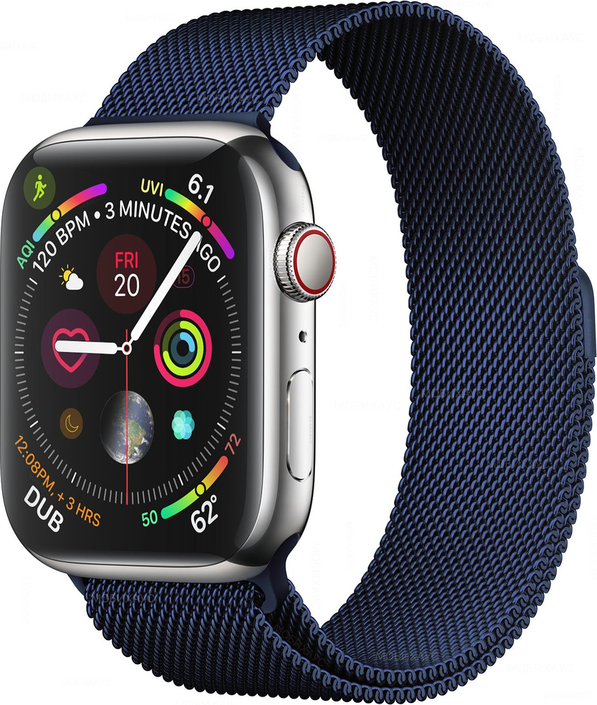 Миланская петля ремешок на Apple Watch в корпусах 38-40-41 mm (любой версии), цвет Синий, металлический #1
