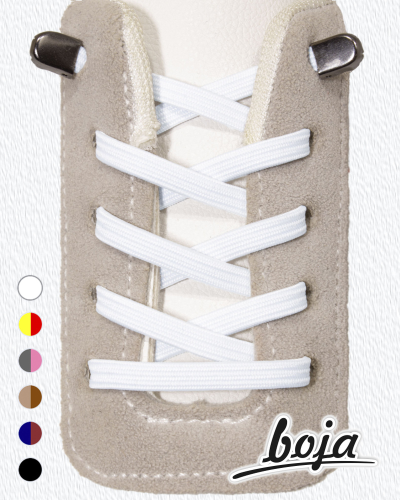 Шнурки для обуви BOJA (LUX), плоские, эластичные, 100 см, белые  #1