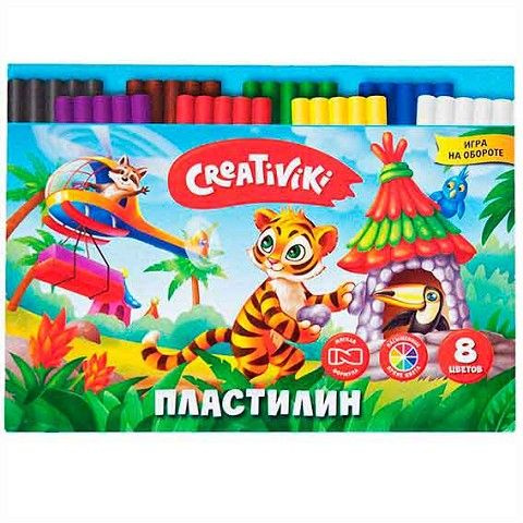 Пластилин Creativiki 8 цветов, 120 г, со стеком, в коробке (ПЛ08КР)  #1