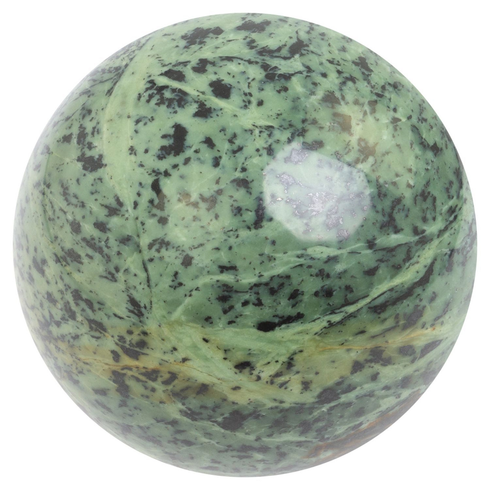 Каменный шар из натурального нефрита 13 см / шарик декоративный / подарок из камня  #1