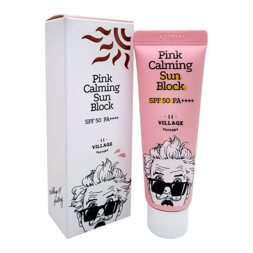 Успокаивающий солнцезащитный крем для лица, VILLAGE 11 FACTORY Pink Calming Sun Block SPF50 PA++++ , #1