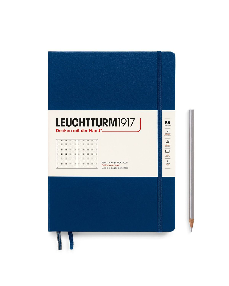 Блокнот Leuchtturm1917 Classic B5 (17.8x25.4см), 80г/м2, 219 стр. (109 л.), в точку, твердая обложка #1