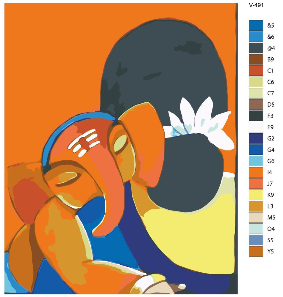 Картина по номерам V-491 "Ганеша на ручкаx", 70x90 см #1