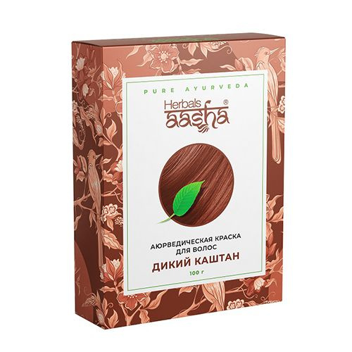 Aasha Herbals Аюрведическая краска для волос "Дикий каштан", 100 гр  #1