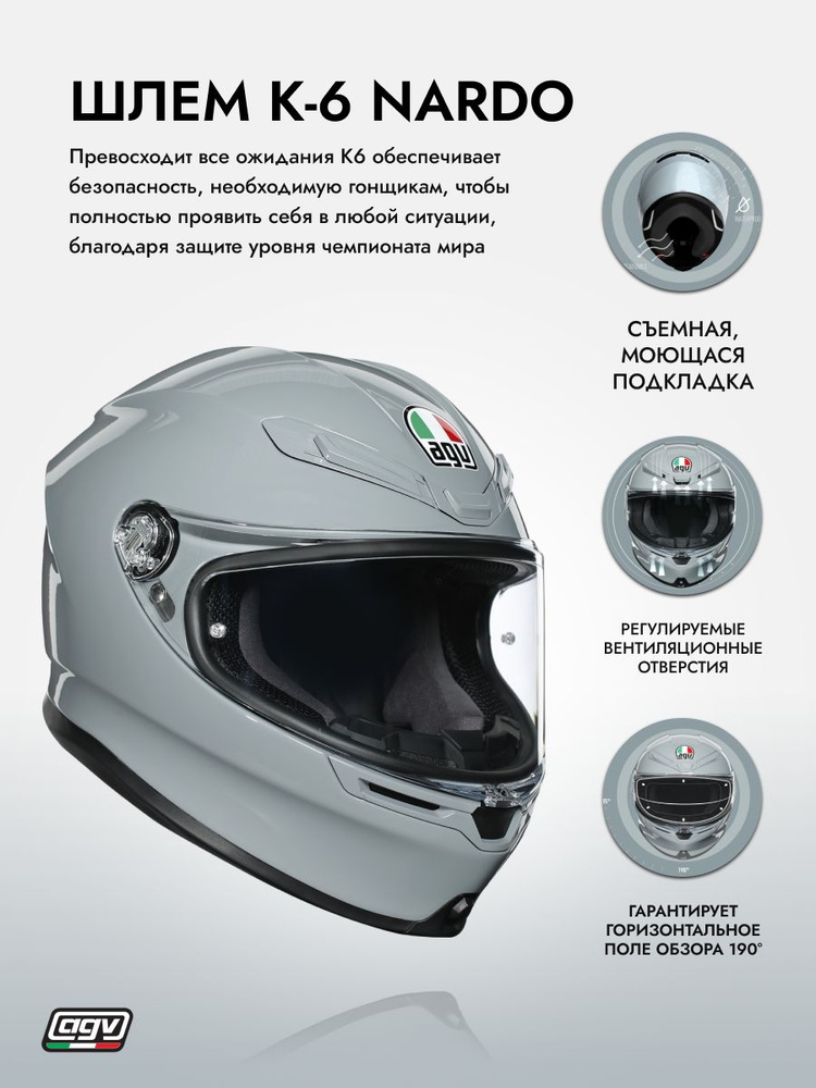 AGV Шлем K-6 MONO Nardo Gray XL #1