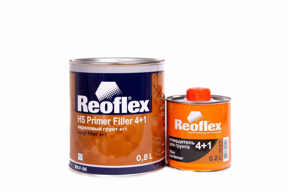 Reoflex RX F-06 HS Primer Filler 4+1 акриловый грунт 4+1 0.8L + отвердитель 0,2L БЕЛЫЙ  #1