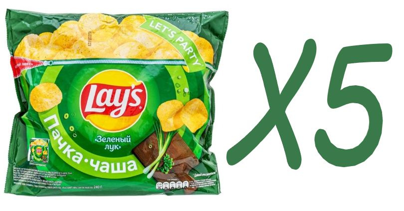 Картофельные чипсы, Lay's со вкусом "Зеленый лук", 240 г Х5 упаковок  #1