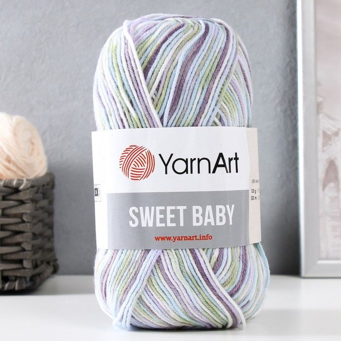 Пряжа для вязания YarnArt "Sweet Baby" 100% акрил 300м/100г, 912 астра-голубой-зеленый  #1