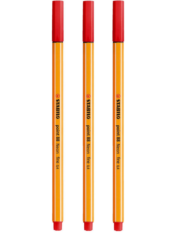Ручка STABILO Капиллярная, толщина линии: 0.4 мм, цвет: Красный, 3 шт.  #1