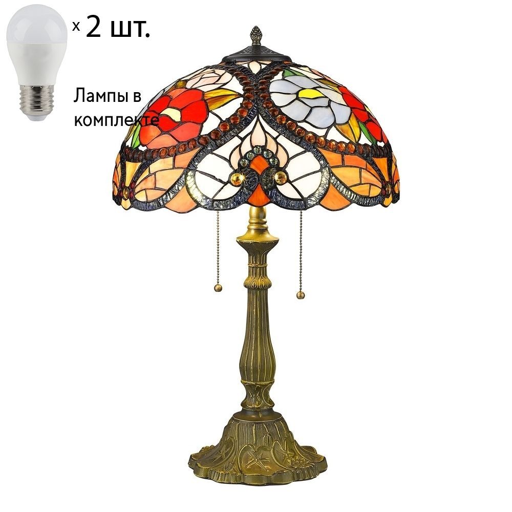 Настольная лампа тиффани с лампочками Velante 827-804-02Lamps E27 P45  #1