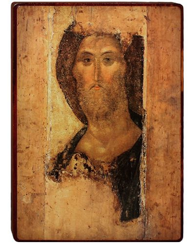 Икона на деревянной основе Иисуса Христа "Спас Звенигородский" (19,7*13,7*1,8 см).  #1