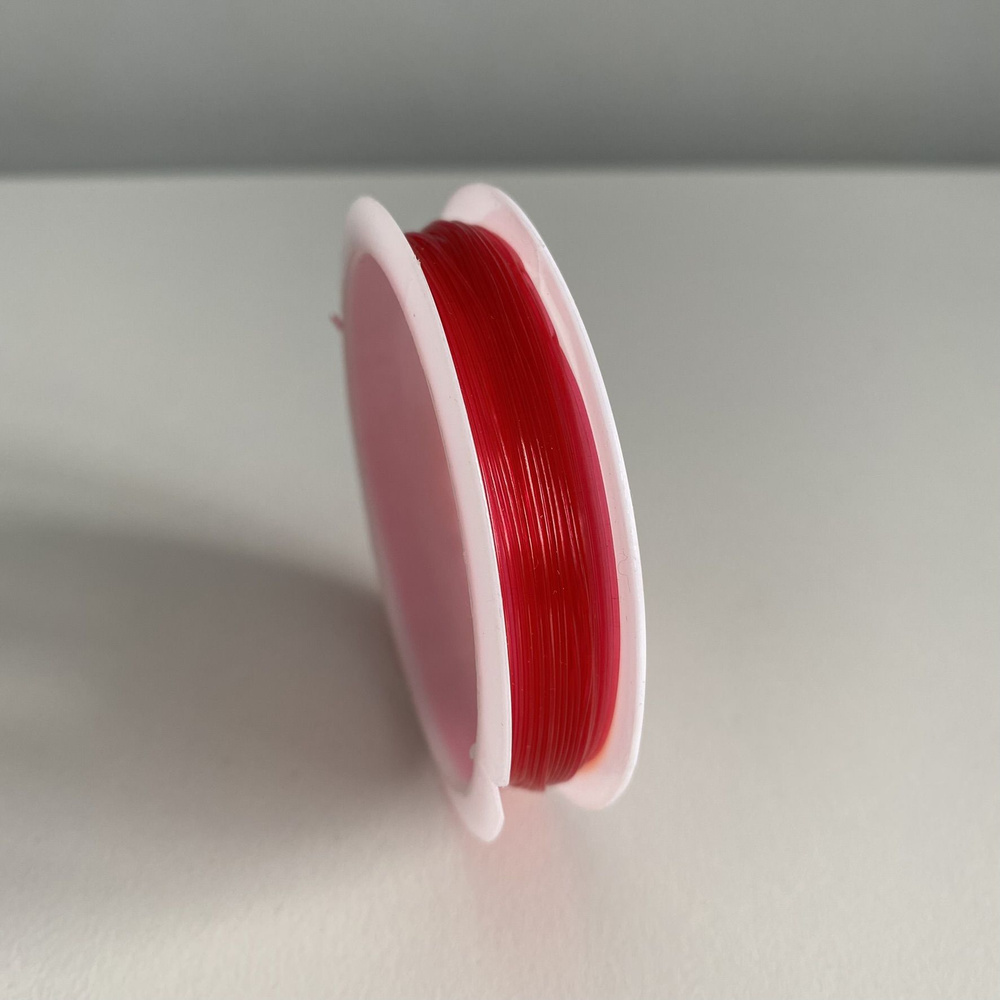 Нитка-резинка эластичная, силиконовая для бус/бисера/браслета 0,8 мм, длина 12 м цвет красный  #1