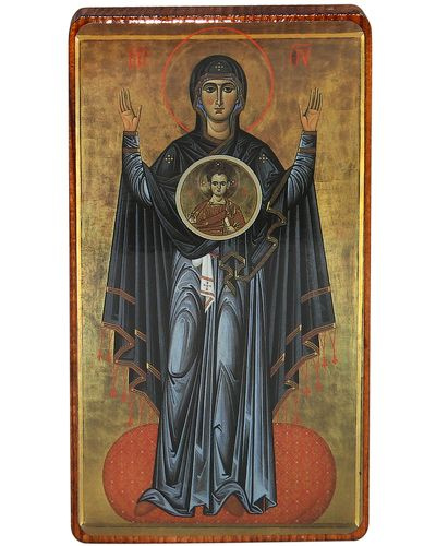 Икона Божией Матери "Мирожская" на деревянной основе (6х11 см).  #1