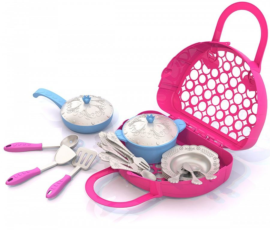 Набор посуды кухонный сервиз волшебная хозяюшка, 23 предмета в сумке ...