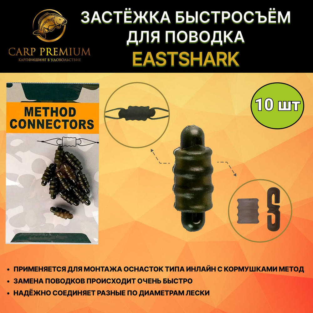 Застежка быстросъём для поводка Eastshark - Method Connector, 10 шт #1