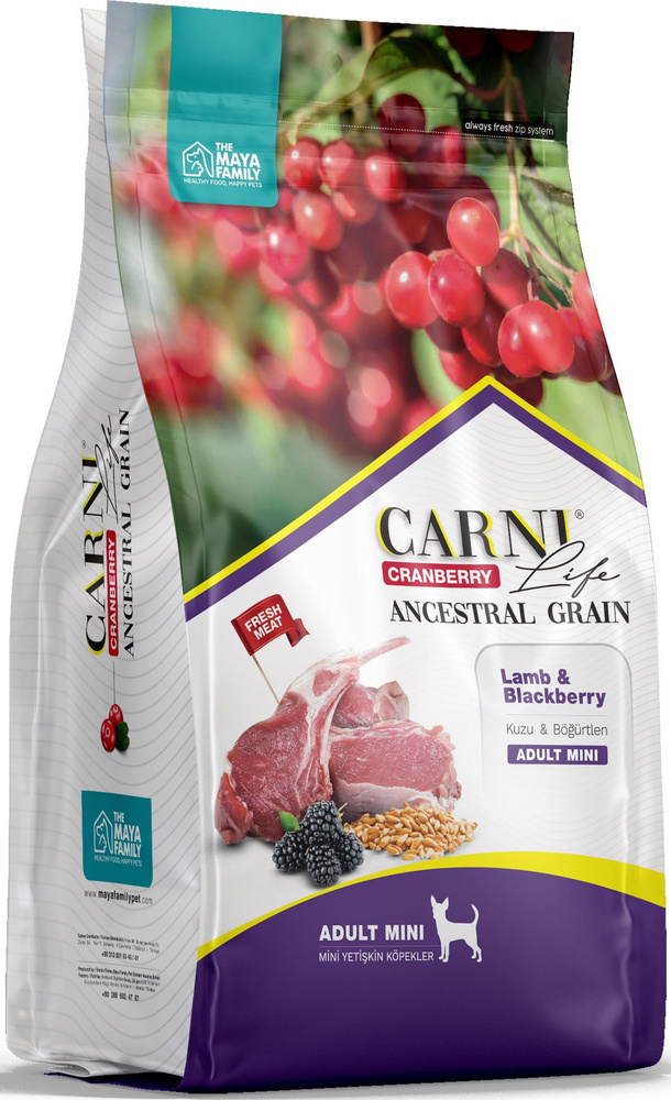 Корм Carni Life Mini Ancestral Grain Lamb & Blueberry (низкозерновой) для собак малых пород, ягненок #1