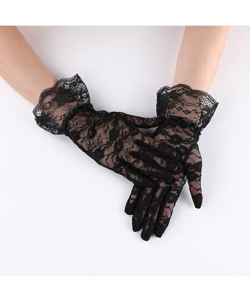 Черные кружевные перчатки с манжетами (17867) #1