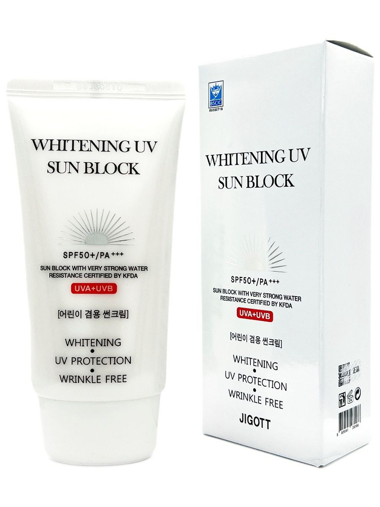 Jigott Cолнцезащитный крем для лица осветляющий, Корея, Whitening UV Sun Block Cream SPF50+/PA+++, 70 #1