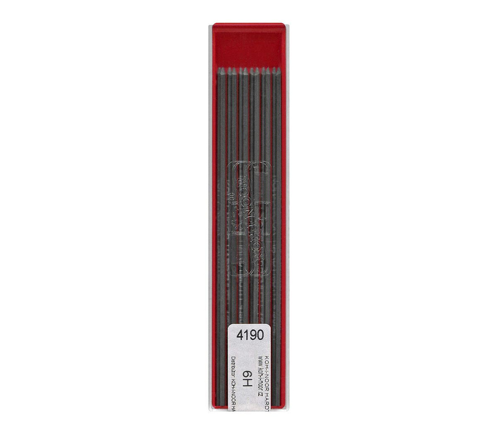 Стержни для механических карандашей KOH-I-NOOR 4190 2.0 мм 6H чернографитные 12 шт. в футляре  #1