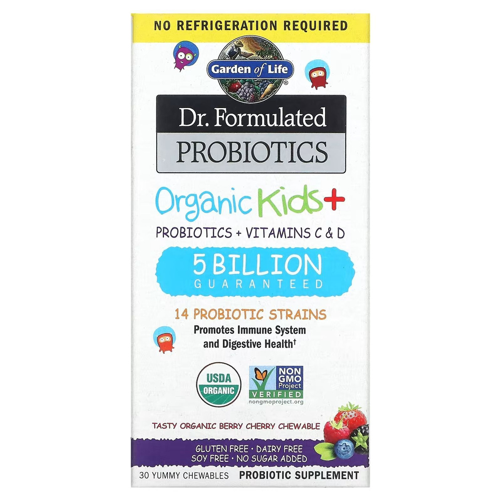 Garden of Life, Dr. Formated Probiotics, Organic Kids +, Органические пробиотики со вкусом ягод и вишни, #1