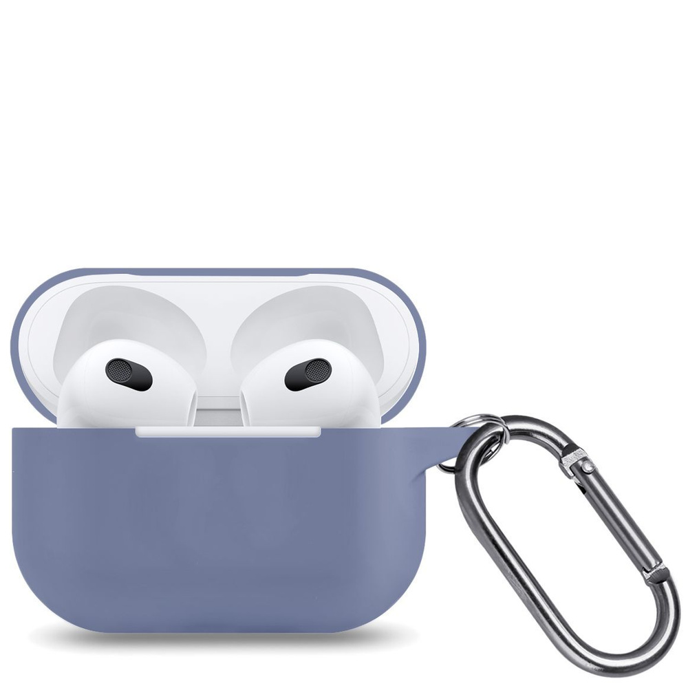 Ультратонкий силиконовый чехол для наушников Apple AirPods 3 / кейс для наушников Эпл Аирподс 3 / лавандовый #1