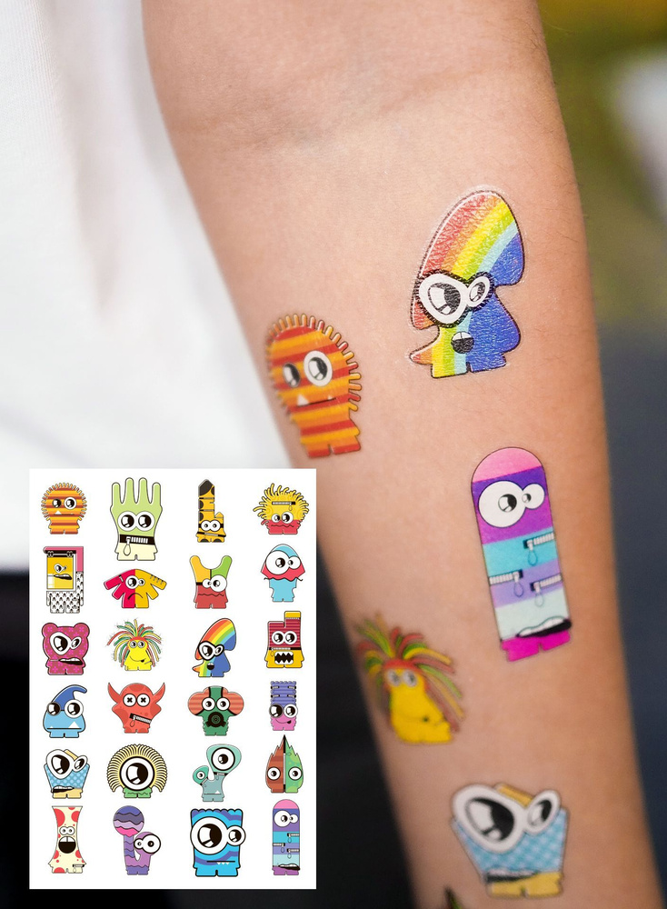 Татуировки временные переводные цветные татушки для детей и взрослых  #1