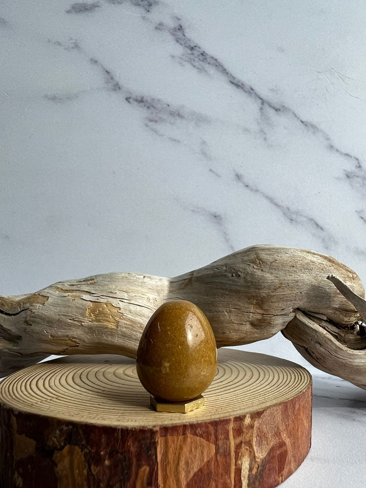 Сувенир на Пасху "Яйцо" из натурального камня Агат песочный, 22х18 мм.  #1
