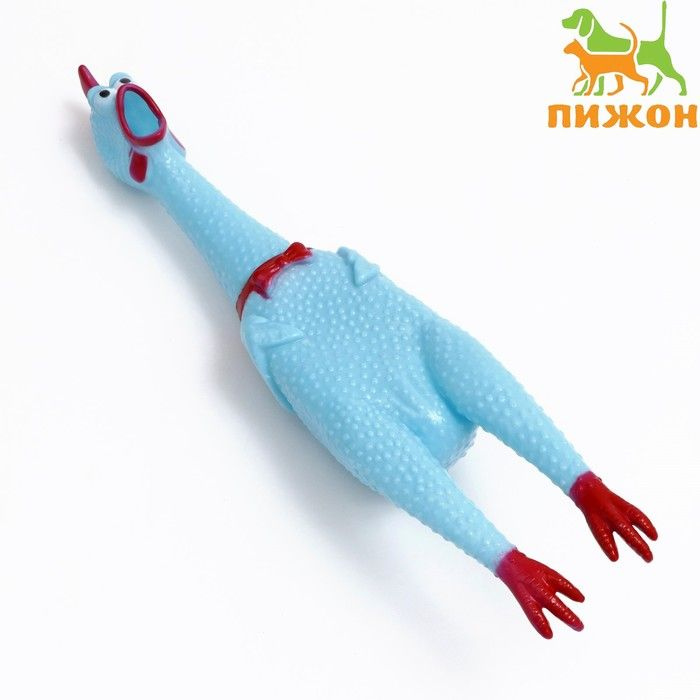 Игрушка пищащая Задумчивая курица XL для собак, 41 см, голубая  #1