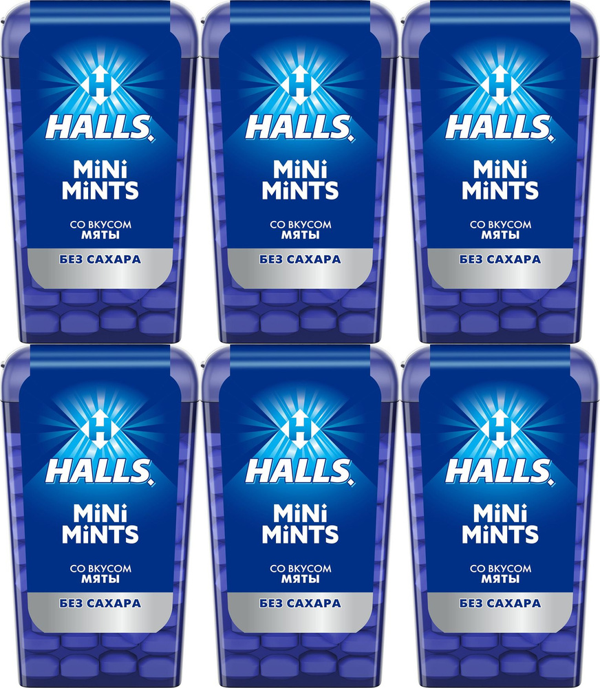 Драже Halls Mini Mints Мята без сахара 12,5 г, комплект: 6 упаковок по 12.5 г  #1