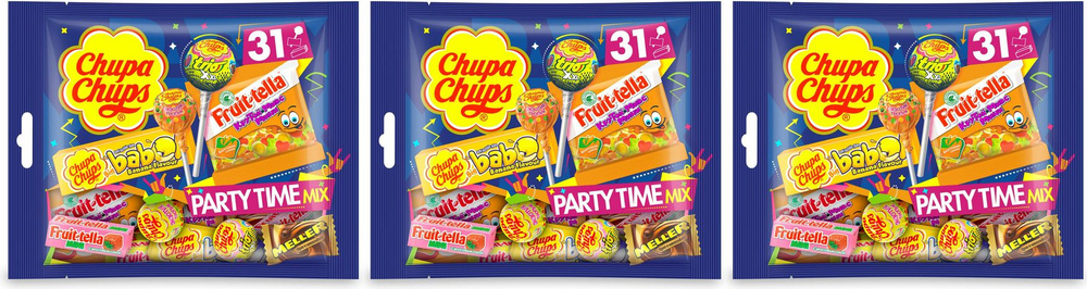 Набор кондитерских изделий Chupa Chups Party Time Mix, комплект: 3 упаковки по 380 г  #1