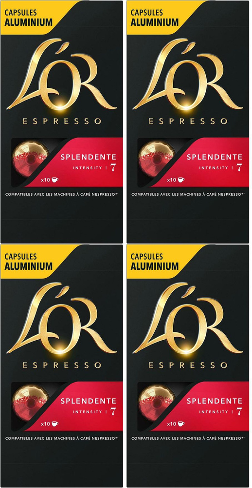 Кофе L'OR Espresso Splendente натуральный жареный молотый в капсулах 5,2 г х 10 шт, комплект: 4 упаковки #1