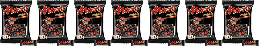 Батончик Mars Minis в молочном шоколаде с нугой и карамелью, комплект: 7 упаковок по 182 г  #1