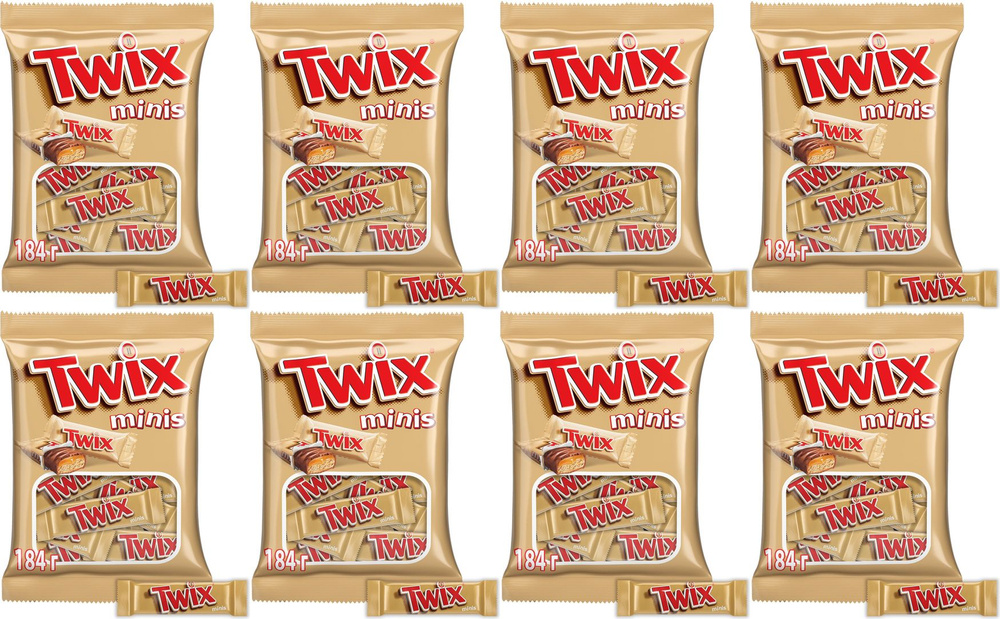 Батончик Twix Minis шоколадный, комплект: 8 упаковок по 184 г #1